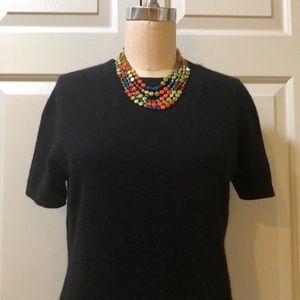 Valerie Stevens 💯 Cashmere Scoop Neck Short Sleeves Sweater Black Size M